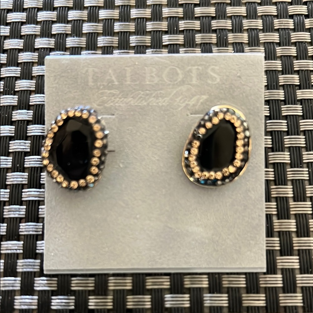 Talbots Black and Gold Teardrop Earrings